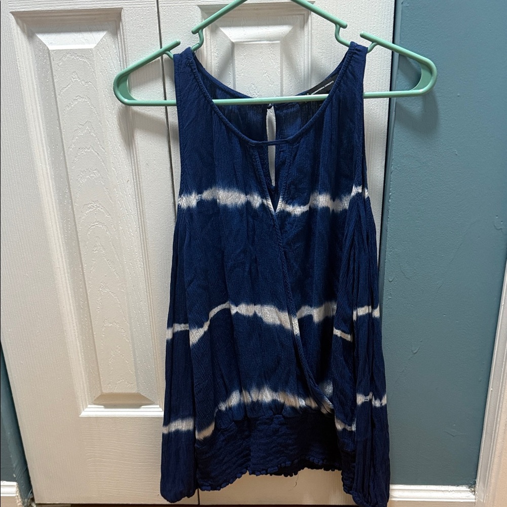 INC International Concepts Navy and White Tie-Dye long sleeve